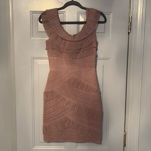BCBG Maxazria mauve ruffle dress